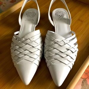 Vince Camuto White Pointy Toe Sling Back Flats